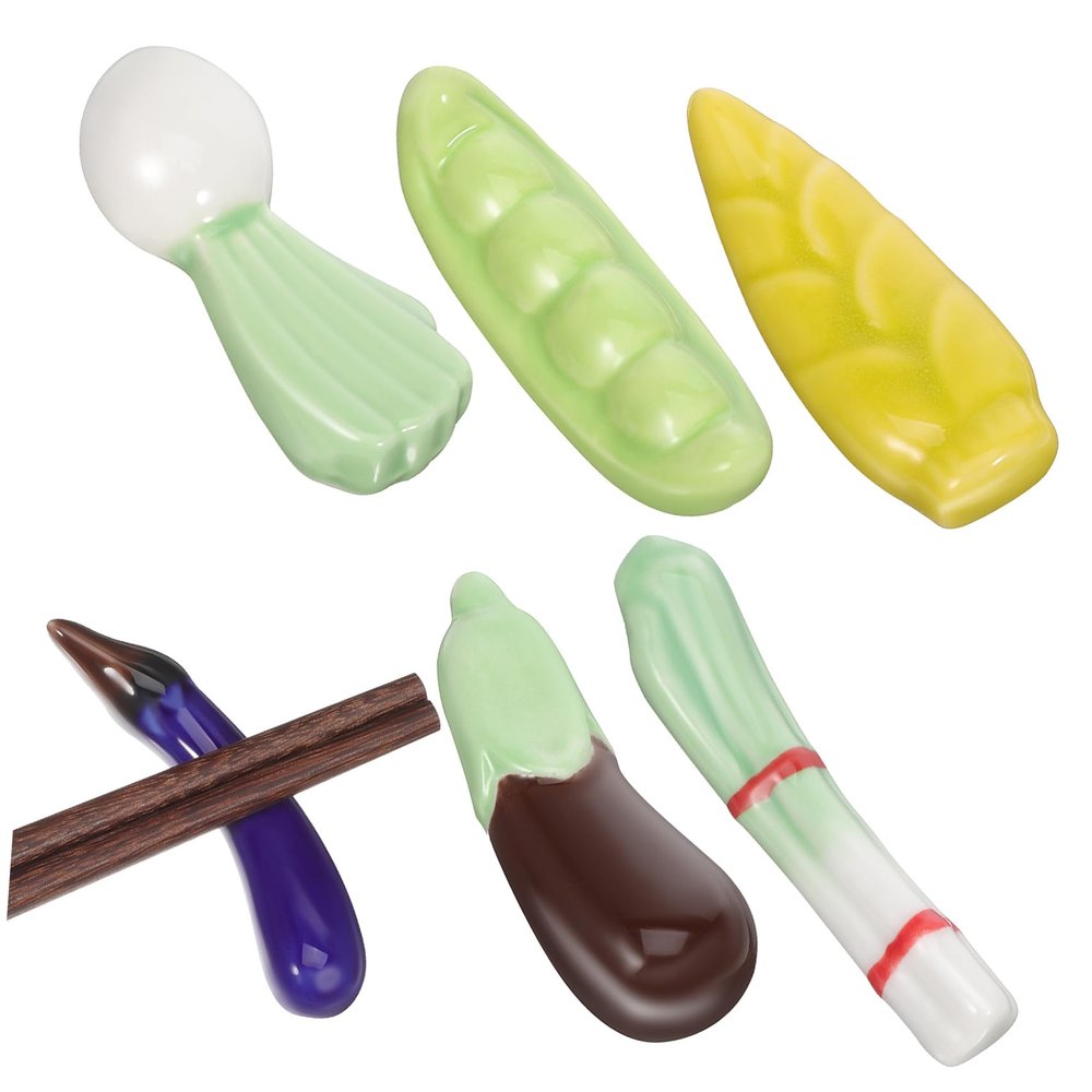 ABOOFAN 6pcs Japanese Chopstick Rests Holders Ceramic Vegetable Chopstick Stand Kitchen Decor Table Spoon Holder Adorable Organizer
