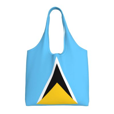 Zzyyds Flag Of Saint Lucia Printed Canvas Bag, Large Capacity, Can Be Carried By Hand Or Across The Body, Suitable For Daily Shopping