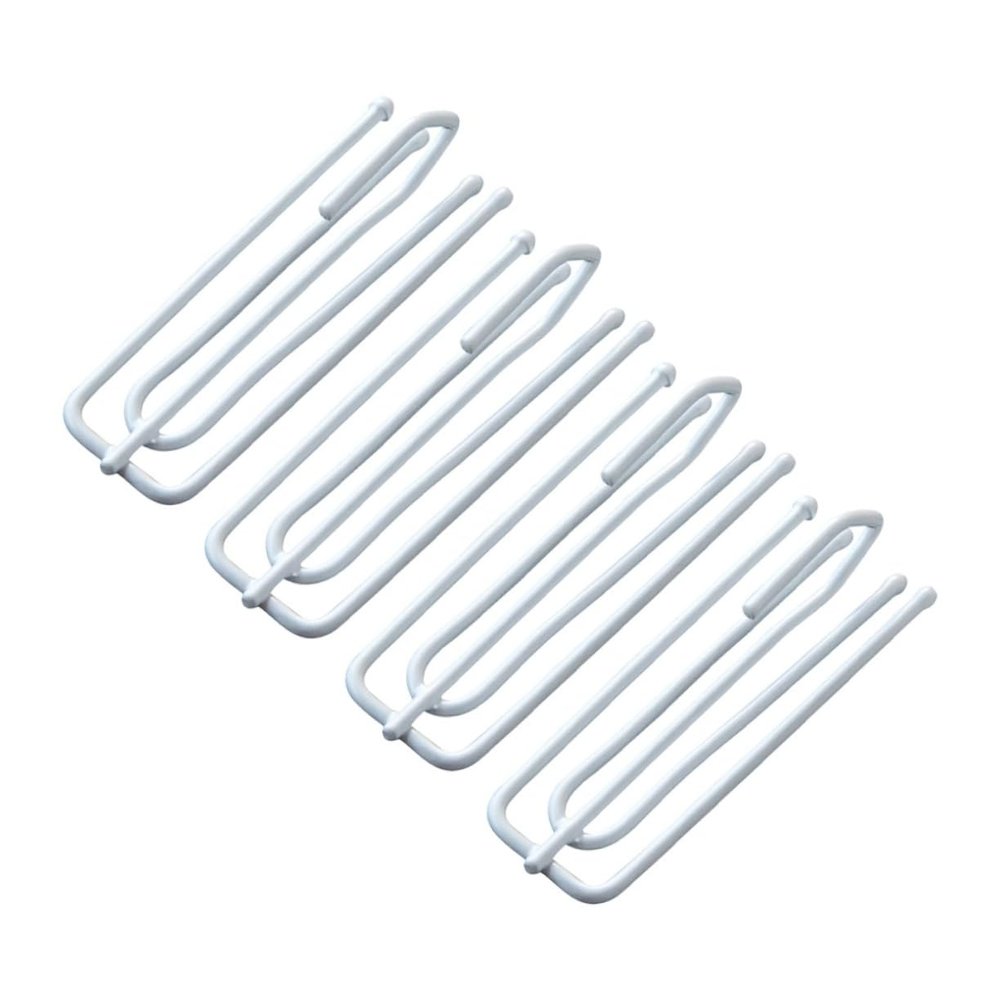 8Pcs Stainless Steel Curtain Hooks, Four Fork Design for Drapery