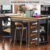 47" Kitchen Island with Extendable Dining Table, Rubber Wood Veneer Kitchen Table with Internal Storage Rack & Power Outlet, Kitchen Cart on Wheels with Storage 2 Drawers 2 Cabinet (Black-03) view 3