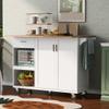 Kitchen Island with Foldable Counter Top, Storage Cart Slide-Out Shelf, Towel Rack and Drawer, Rolling On Wheels, for Kitchen, Living Room, Dining Room view 2