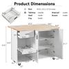 Kitchen Island with Foldable Counter Top, Storage Cart Slide-Out Shelf, Towel Rack and Drawer, Rolling On Wheels, for Kitchen, Living Room, Dining Room view 4