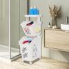 2-Tier Rolling Laundry Cart with Wheels, Stackable Vertical Laundry Sorter & Organizer for Bathroom, Bedroom, and Laundry Room (2-Tier) view 2