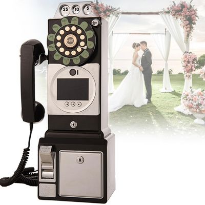 Video Audio Guest Book, 1080P Video Guestbook Wedding Phone, 32G SD Card Customized Video Audio Guest Book with Lens Recording, Retro 1957's Style Vintage Audio Guest Book Audio Messages,Black
