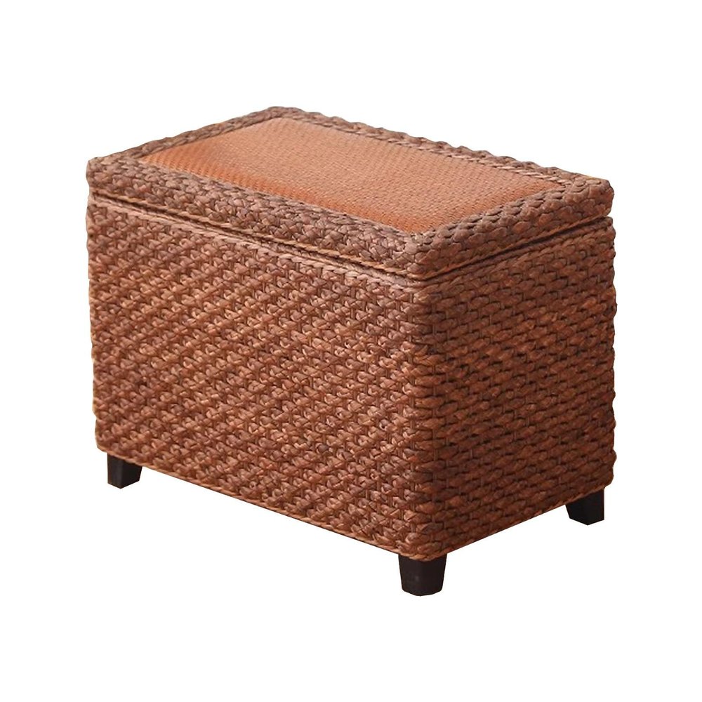 FQEXNFW End of Bed Storage Bench,Storage Bench,Shoe Rack Storage Bench,Hand Woven,Solid Wood Frame,Strong Load Bearing,No Assembly Required,Suitable for Living Room,Balcony(Brown,70x30cm/27.5x11.8in)