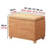 FQEXNFW End of Bed Storage Bench,Storage Bench,Shoe Rack Storage Bench,Hand Woven,Solid Wood Frame,Strong Load Bearing,No Assembly Required,Suitable for Living Room,Balcony(Brown,70x30cm/27.5x11.8in) view 2