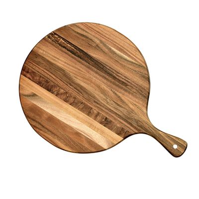 OUNONA Round Board Multi-purpose Serving Charcuterie Steak Pizza Bread Plate Comfortable Handle Easy to Clean