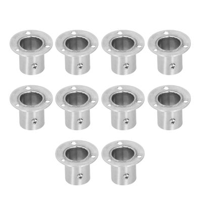 Stainless Steel Closet Rod Tube Bracket Holder, Thick Flange for Bed Wardrobe Cupboard, Closet Rod Socket, Simple Installation Method, Exquisite Workmanship (19 high leg flange) (25 high leg flange)