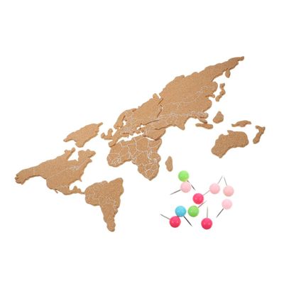 TOYANDONA Cork Board World Travel Map Retro Board Decorative Cork Wall Decor World Map Travel Wall Decor Backing