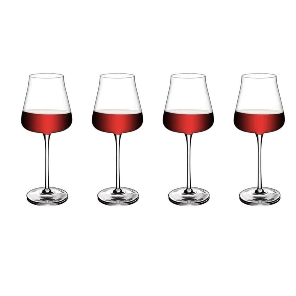 WANGYANN Hand Blown Lead-Free Crystal Red Wine Glasses Long Stem, Perfect for Wedding or Special Occasions(Set of 4)