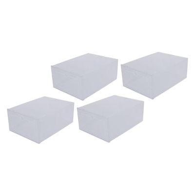 FUNNETOYU 4pcs Transparent Pp Shoe Storage Boxes Stacked Drawer Type Organizers for Easy Access and Space Saving Home Closet and Dorm for Sneakers and Footwear