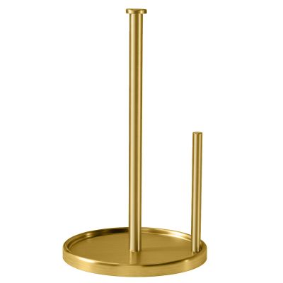Paper Towel Holder Countertop, Standing Paper Roll Holder with Anti Slip Weighted Base, Stainless Steel Freestanding Paper Towel Holder for Kitchen, Gold