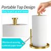Paper Towel Holder Countertop, Standing Paper Roll Holder with Anti Slip Weighted Base, Stainless Steel Freestanding Paper Towel Holder for Kitchen, Gold view 2