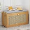 Entryway Hallway Storage Shoe CabinetShoe Storage Bench with Rattan Drawers - Slim Bamboo Organizer Cabinet for Entryway, Closet; Space-Saving Closed Shoe Rack view 2