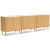 HoeuThien Modern Storage Cabinet Set of 3 Freestanding Accent Cabinets Sideboard Buffet with Faux Marble Top & Adjustable Shelves Wooden Organizer for Dining Room, Living Room Entryway Oak view 1