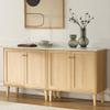 HoeuThien Modern Storage Cabinet Set of 3 Freestanding Accent Cabinets Sideboard Buffet with Faux Marble Top & Adjustable Shelves Wooden Organizer for Dining Room, Living Room Entryway Oak view 2