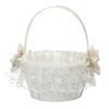 Wedding Flower Girl Basket with Cute Handle, Satin Flower Baskets for view 1