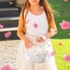 Wedding Flower Girl Basket with Cute Handle, Satin Flower Baskets for view 3