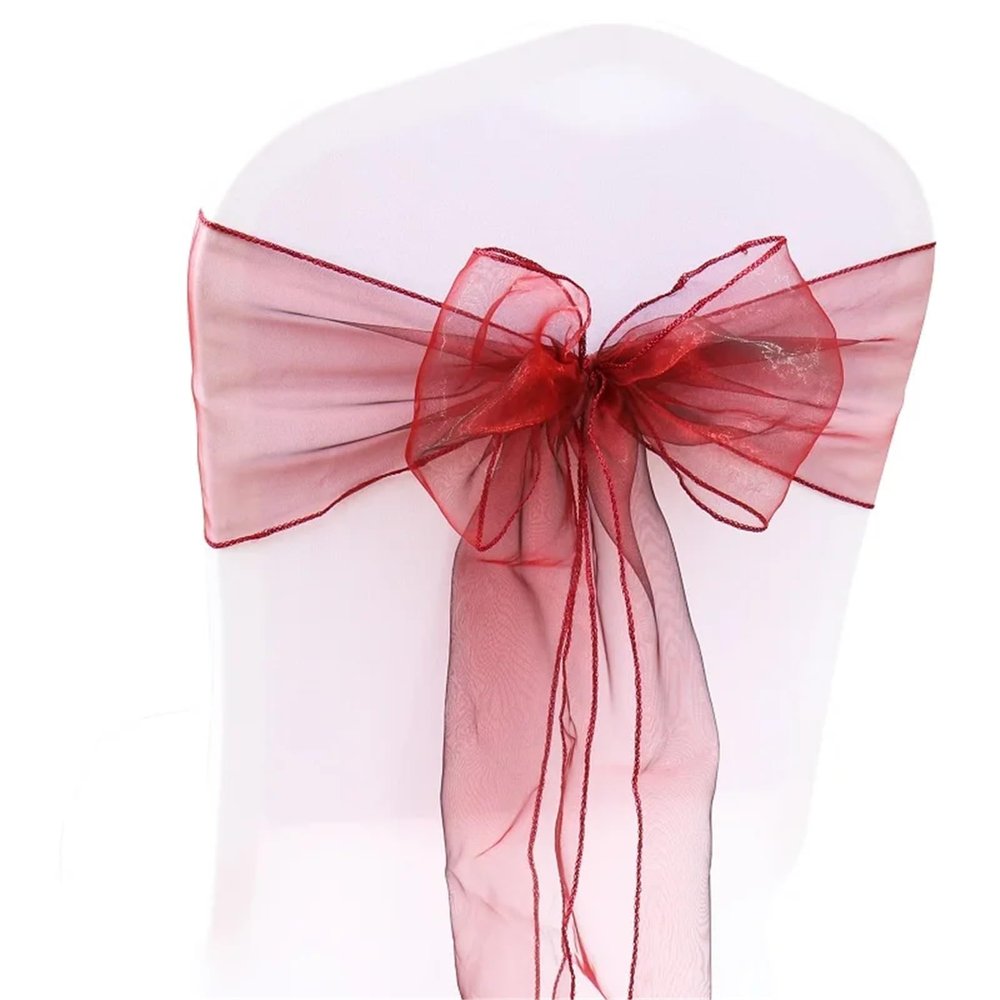 DJJSDMY Wedding Chair Sashes 10/50/100Pcs Chair Sashes Knot Bands Chair Bows for for Wedding Party Banquet Event Country Wedding Chair Decoration(Burgundy,100pcs)