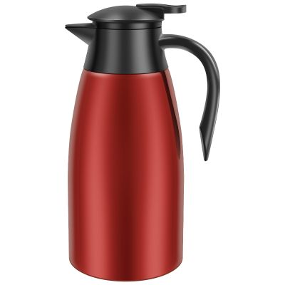 2L/68OZ Stainless Steel Thermal Coffee Carafe, Vacuum Insulated Jug for Hot/Cold Beverages, 24-Hour Temperature Retention for Home, Office & Camping (Red)