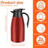 2L/68OZ Stainless Steel Thermal Coffee Carafe, Vacuum Insulated Jug for Hot/Cold Beverages, 24-Hour Temperature Retention for Home, Office & Camping (Red) view 2
