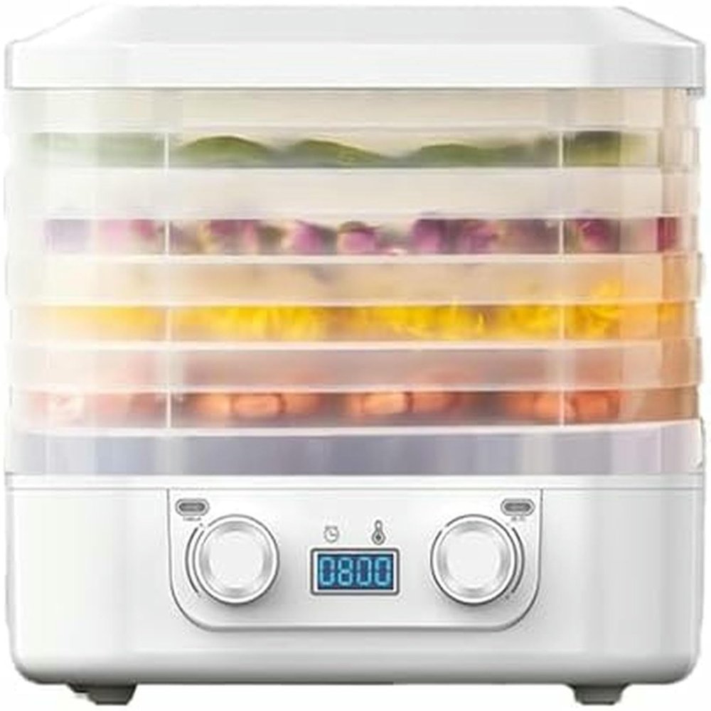 5 Tray Food Dehydrator, Electric Fruit and Meat Dryer, Food Dehydrator, 35 75 Adjustable, 48 Hours Timer, Suitable for Beef, Fruit (White)