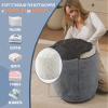 WSOFRLAC Round Pouf Ottoman,Small Foot Stool Foot Rest, Light Gray,26x18in view 3
