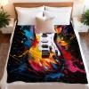 Graffiti Guitar Throw Blanket, Hip-Hop Style Blankets for Couch Sofa, Super Soft Cozy Plush Flannel Blanket, Rock Music Guitar Blankets and Throws for Adults Camping Travel 50" x 60" view 2