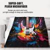 Graffiti Guitar Throw Blanket, Hip-Hop Style Blankets for Couch Sofa, Super Soft Cozy Plush Flannel Blanket, Rock Music Guitar Blankets and Throws for Adults Camping Travel 50" x 60" view 4