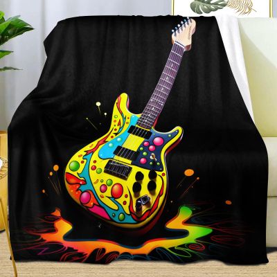 Graffiti Guitar Throw Blanket, 3D Guitar Blankets for Couch Sofa, Super Soft Cozy Plush Flannel Blanket, Rock Music Guitar Blankets and Throws for Adults Camping Travel 50" x 60"