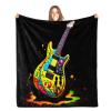 Graffiti Guitar Throw Blanket, 3D Guitar Blankets for Couch Sofa, Super Soft Cozy Plush Flannel Blanket, Rock Music Guitar Blankets and Throws for Adults Camping Travel 50" x 60" view 3