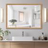 50x70cm, 60x80cm, 70x90cm, 75x100cm, 75x120cm, 80x130cm, 90x150cm Rectangle Wood Framed Vanity Mirror, Wall Mounte Bathroom Mirror, for Living Room, Bedroom, Entryway(75x100cm/29.5x39.4in) view 1