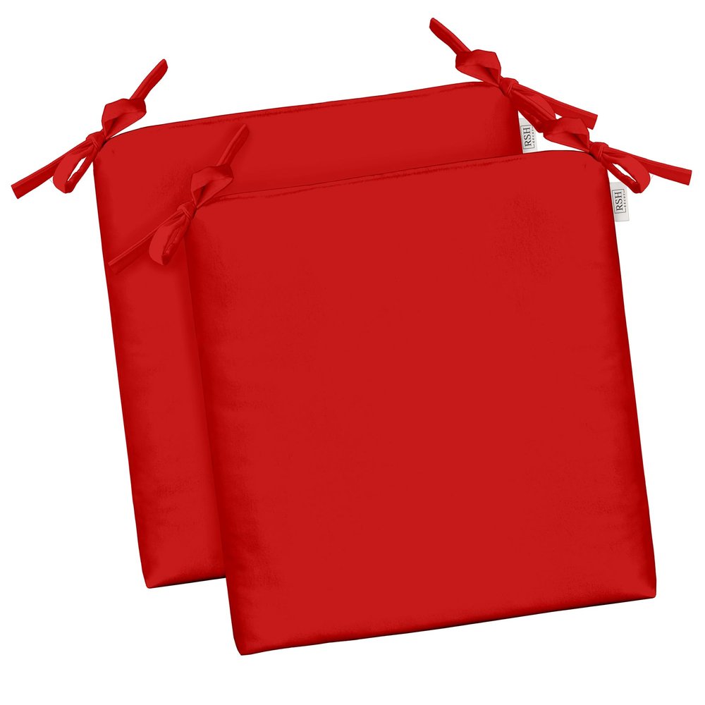 RSH DECOR: Sunbrella Foam Chair Cushions Set of 2 | 17" x 17" x 2" | All-Weather Square Cushions for Patio Furniture | Crafted with Sunbrella Performance Fabric | Canvas Jockey Red