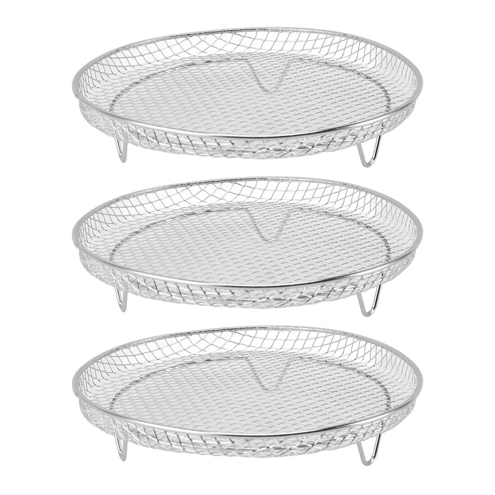 Stainless Steel Air Fryer Racks,Fryer Dehydrator,Stackable Air Fryer Rack Set with Elevator and Regular Support Legs Mesh Design for (Round)