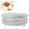 Stainless Steel Air Fryer Racks,Fryer Dehydrator,Stackable Air Fryer Rack Set with Elevator and Regular Support Legs Mesh Design for (Round) view 3