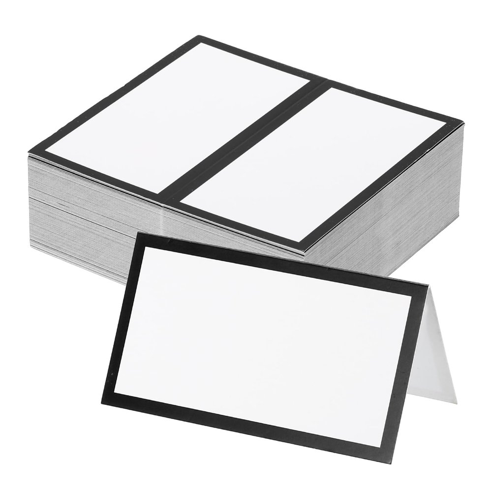 PATIKIL 100Pcs Table Place Cards, 3.5 x 2 Inches Blank Name Place Cards for Table Setting Wedding Reception Buffet, Black