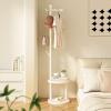 HUHJYUGE Solid Wood Coat Rack, Freestanding Coat Rack, Hall Tree Coat Rack, with 2 Tiers Shelves, Rotatable Base, Suitable for Living Room, Bedroom, Bedside, Entrance, Corridor (Creamy White) view 2