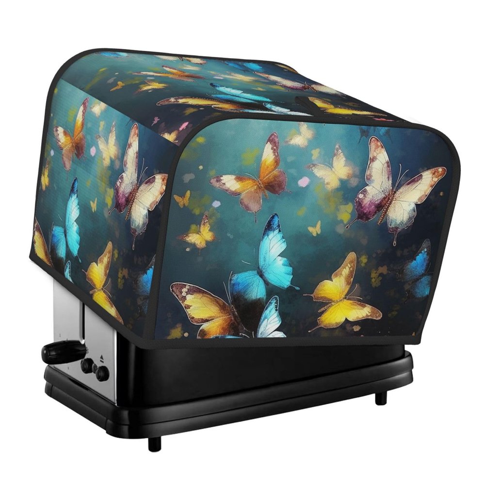 4 Slice Toaster Covers Bread Machine Cover Quilted Dustproof Fingerprint Protectors Small Washable Appliance Cover Butterflies Bread Maker Dust Protection Universal Size