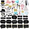 52 PCS Wedding Photo Booth Props Kit, Fun Bridal Shower Photo Booth Props, DIY Photoshoot Weeding Party Selfie Accessories, Silly Group Picture Favors for Wedding Reception or Anniversary view 1