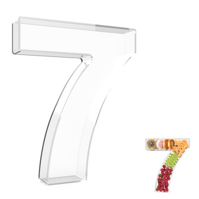 13.8" Extra Large Acrylic Number Charcuterie Board Box, Reusable Fillable Number Cake Candy Dish Display Serving Tray for Birthday Anniversary Party Decoration (7)