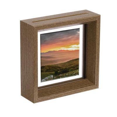 MECCANIXITY Floating Frame, 4 x 4 Inch Natural Wood Pictures Frames for Pressed Flowers Standing Wall Hanging Picture Collection, Walnut