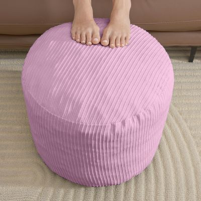 WSOFRLAC Pouf Ottoman Foot Stools Ottoman with Foam Small Corduroy Ottomans for Living Room Ottomans Pouf 20x15 Floor Poufs Foot Rest for Office Chair Pink Foot Stool Small