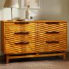 Acacia Elara 6 Drawer Dresser for Bedroom  Solid Wood Chest of Drawers, 52" Wide Mid Century Modern Dresser, Wood Drawer Organizer for Living Room, Hallway, Entryway, Caramel Finish view 1