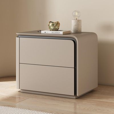 2 Drawer Nightstand, Wood Modern Bedside Table, Bed Side Table Chest of Drawers Cabinet, Space-Saving End Tables for Living Room(Brass,Right)