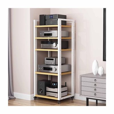 140cm High AV Media Cabinet Stand Stereo Racks Audio Tower Rack Corner TV Stand Modern Audio Component Rack for Living, Gaming, Recording Room(Red Walnut,6 Tier H55.1in)