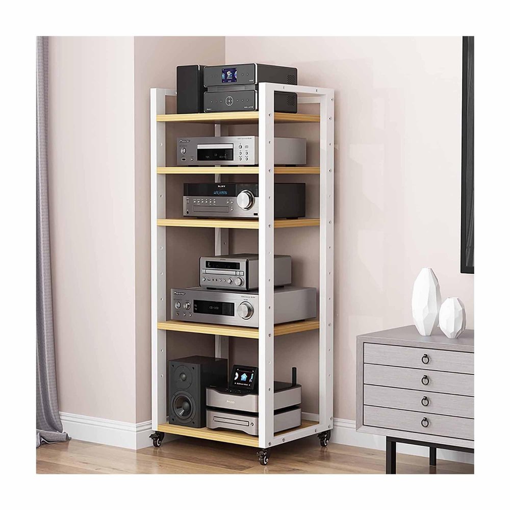140cm High AV Media Cabinet Stand Stereo Racks Audio Tower Rack Corner TV Stand Modern Audio Component Rack for Living, Gaming, Recording Room(Red Walnut,6 Tier H55.1in)