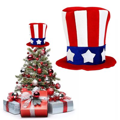 Prndkhn Patriotic Star Hat Tree Topper, 4th of July Hat Tree Topper, Red White Blue Christmas Tree Decoration, Memorial Day Tree Decorations,Independence Day Tree Toppers for Holiday Party Supplies