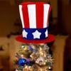 Prndkhn Patriotic Star Hat Tree Topper, 4th of July Hat Tree Topper, Red White Blue Christmas Tree Decoration, Memorial Day Tree Decorations,Independence Day Tree Toppers for Holiday Party Supplies view 2