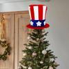 Prndkhn Patriotic Star Hat Tree Topper, 4th of July Hat Tree Topper, Red White Blue Christmas Tree Decoration, Memorial Day Tree Decorations,Independence Day Tree Toppers for Holiday Party Supplies view 4
