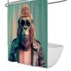 OLLIAR Home Funny Monkey Shower Curtain 36x72 Humorous Animal Gorilla Bathroom Decor Teal Polyester Thicken Fabric Bath Curtains Set with Hook view 1